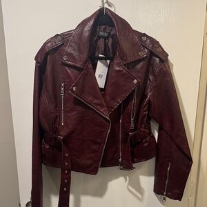AKIRA Women's Deep Red Leather Jacket